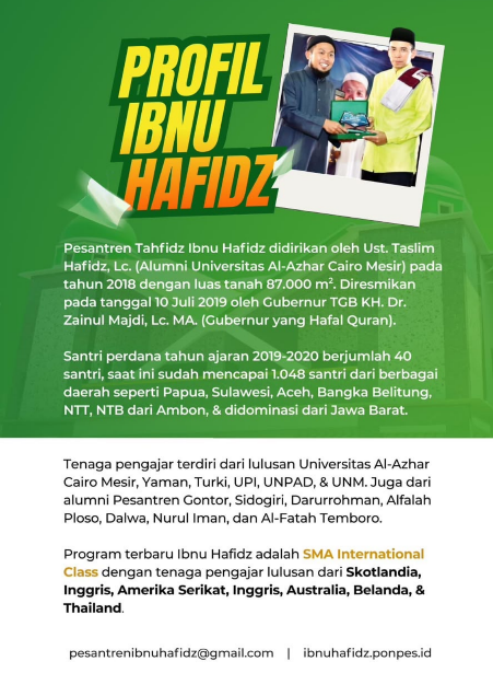 Pendaftaran Pondok Pesantren Ibnu Hafidz Subang Jawa Barat