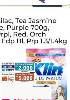 1 kg SOKLIN Softergent / Powder Detergent Pink Purple Red Orchid EDP Blue Purple 1.3 kg Pink, Purple, Red, Orchid, EDP Blue