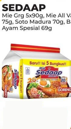 Sedaap per 5 pcs 90 gr Mie Goreng 90 gr Original