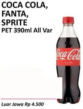 Coca Cola 390 ml , FANTA, SPRITE Soft Drink All Variants 390 ml Zero, Coco Pandan, Strawberry, Orange, Grape, Zero Sugar