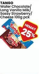 Tango 100 gr Wafer Chocolate Long Vanilla Milk Sassy Strawberry Cheese 100 gr Vanilla Milk, Chocolate