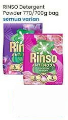 Rinso 770 gr Detergent Powder Semua Varian 770 gr Classic Fresh, + Molto Classic Fresh, + Molto Japanese Peach, + Molto Royal Gold, + Molto Pink Rose Fresh, + Molto Purple Perfume Essence