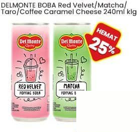 240 ml DELMONTE Boba Red Velvet Matcha Taro Coffee Caramel Cheese 240 ml Coffee Caramel Cheese, Red Velvet, Matcha, Milk Tea Taro