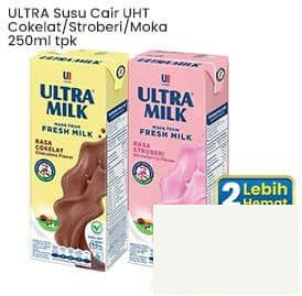 Ultra Milk 250 ml Susu Cair UHT Cokelat Stroberi Moka 250 ml Stroberi, Moka, Coklat