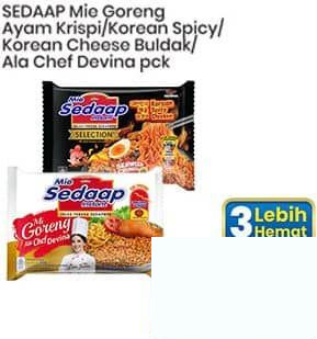 Sedaap 90 gr Mie Goreng Ayam Krispi Korean Spicy Korean Cheese Buldak Ala Chef Devina 90 gr Ayam Krispi, Korean Spicy, Korean Cheese Buldak, Ala Chef Devina