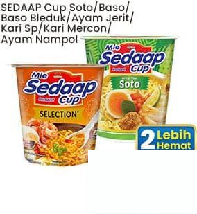 Sedaap 81 gr Mie Instan Cup Soto Baso Baso Bleduk Ayam Jerit Kari Spesial Kari Mercon Ayam Nampol 81 gr Kari Spesial, Soto