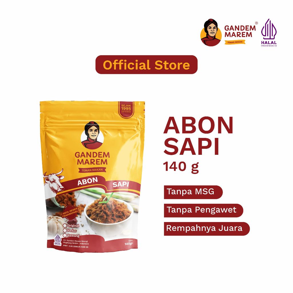 Gandem Marem Abon Sapi Pedas 140gr, Non Msg
