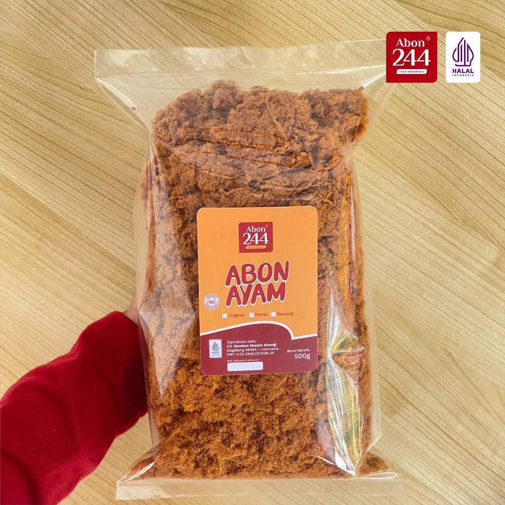 Abon244 - Abon Ayam Original, Bawang, Pedas 500gr