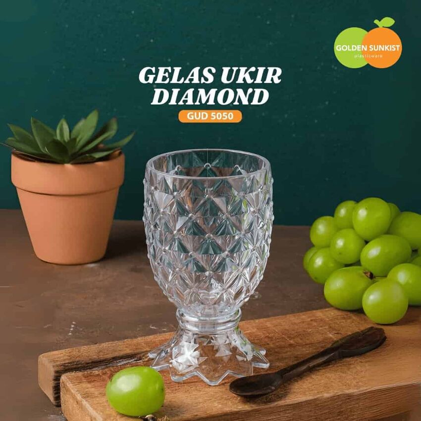 Gelas Ukir Diamond Natural - GUD 5050 (Paket Isi 2 PCS)