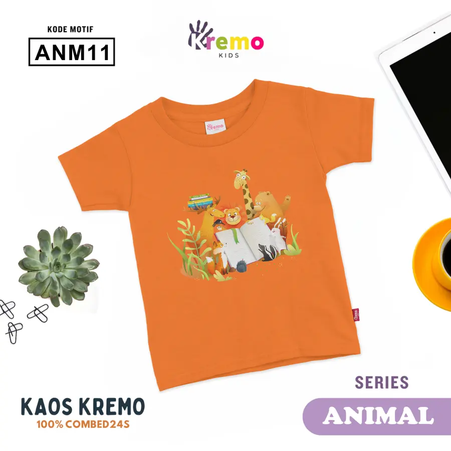 ANM11 - Kaos Kids Combed 24s Pendek [Varian: S (3-4 y) / Biru]