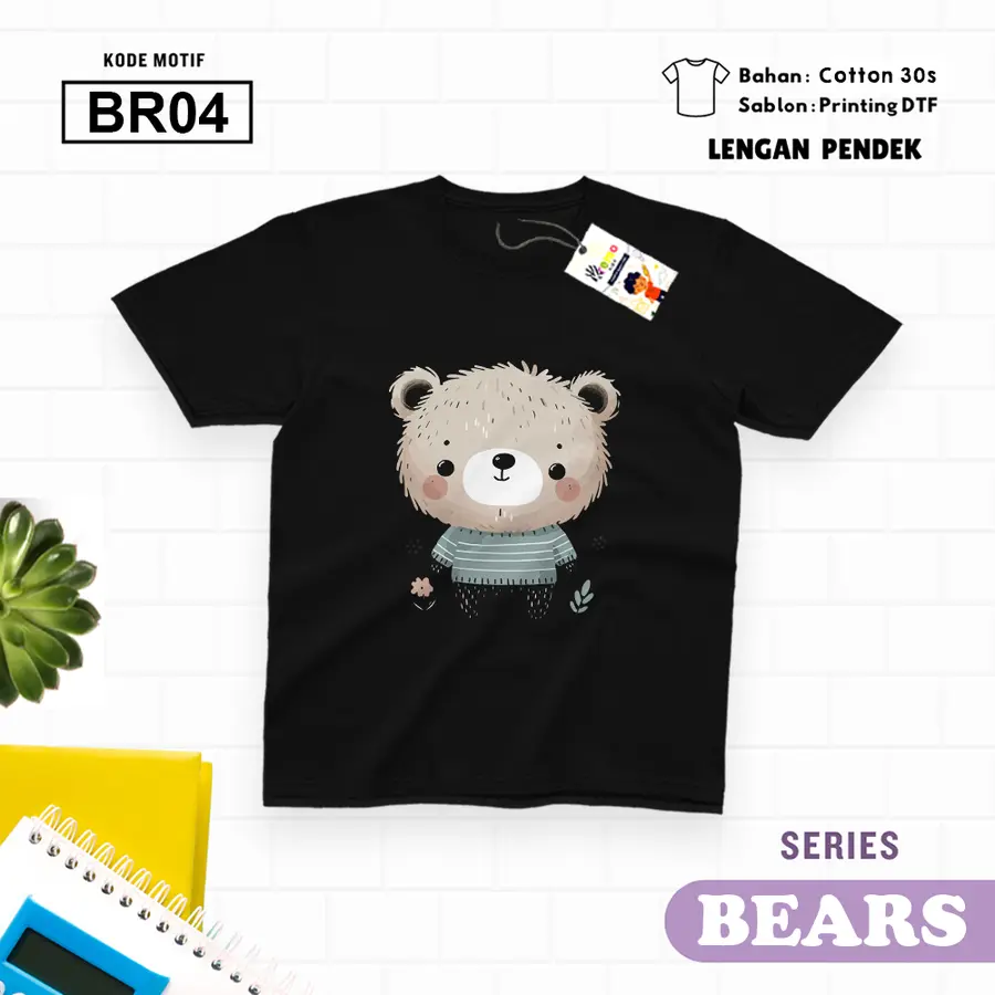 BR04 - Kaos Kids/Junior Cotton 30s Pendek [Varian: S Kids (1-2 y) / Biru Turkish]