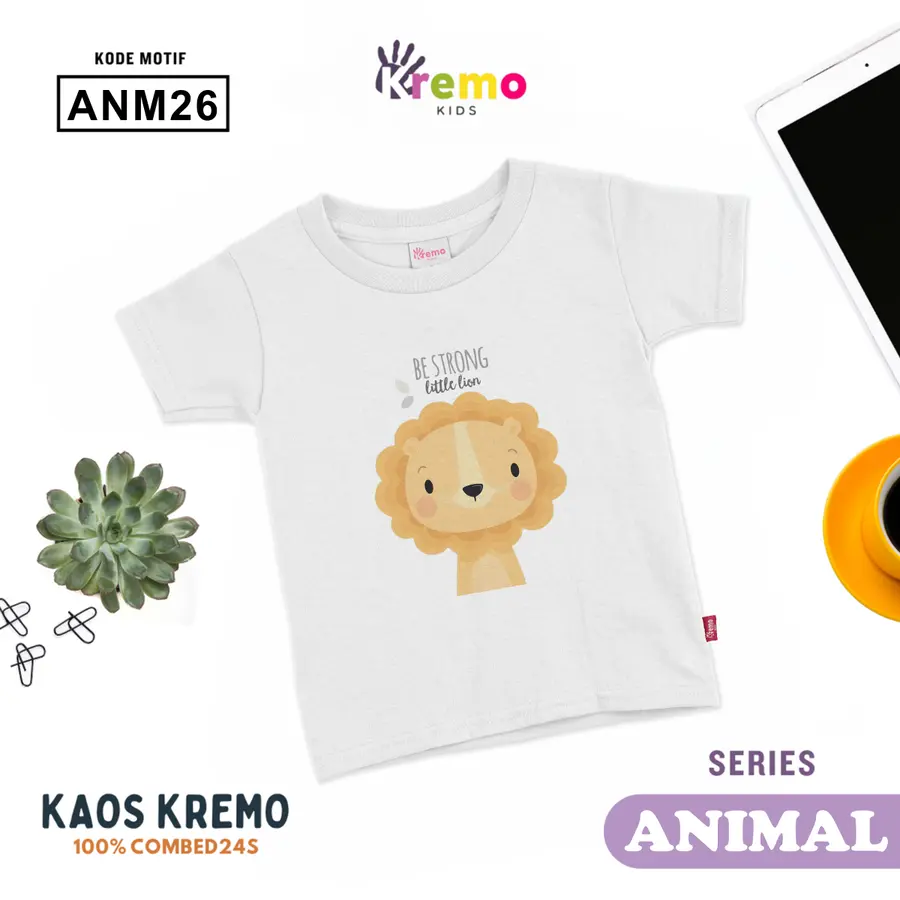 ANM26- Kaos Kids Combed 24s Pendek [Varian: S (3-4 y) / Biru]