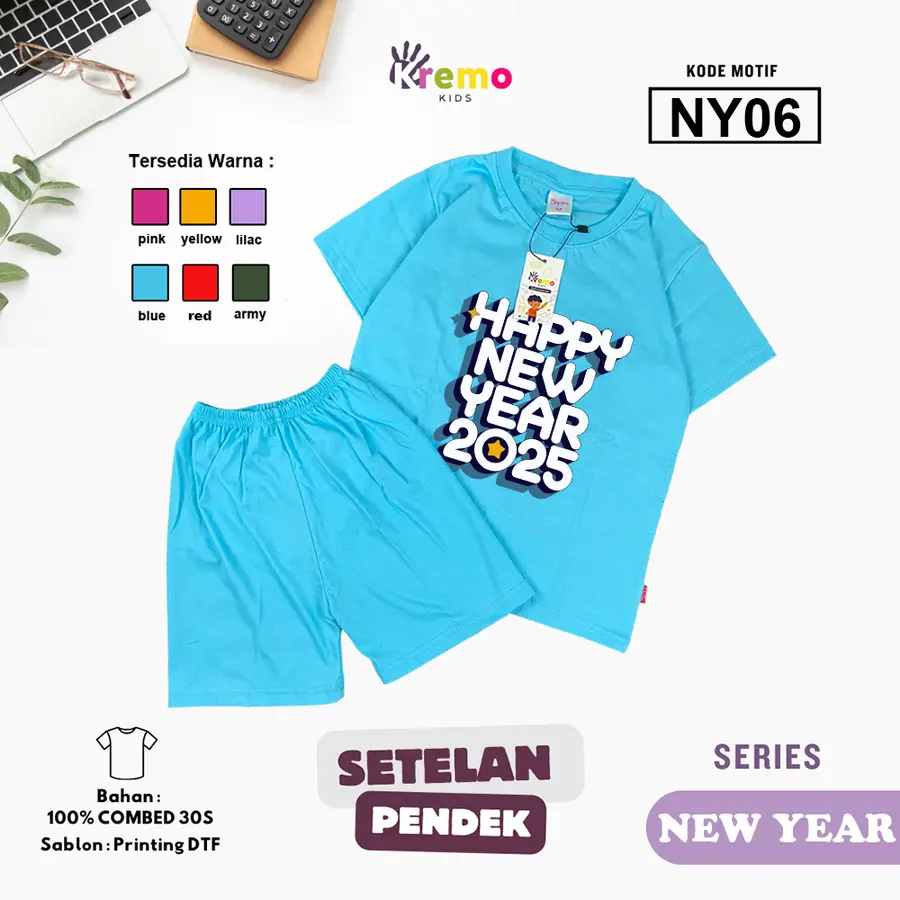NY06 - Setelan Kids Combed 30s Pendek [Varian: S (3-4 y) / Army]