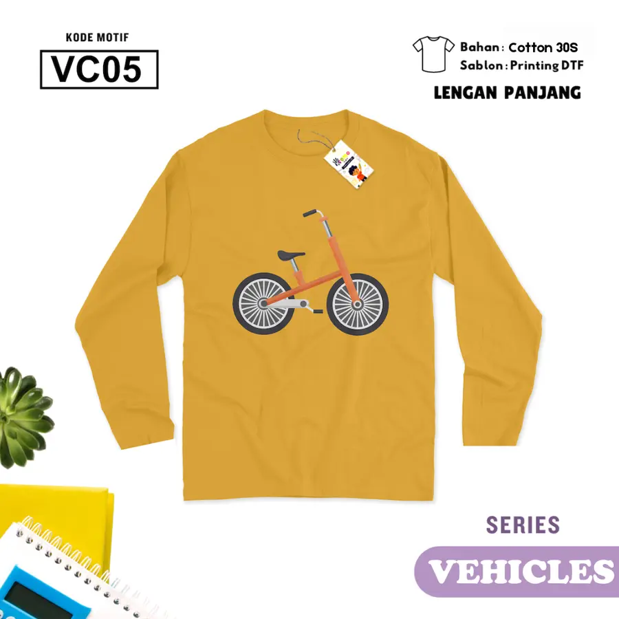 VC05 - Kaos Dewasa Cotton 30s Panjang [Varian: M / Hitam]