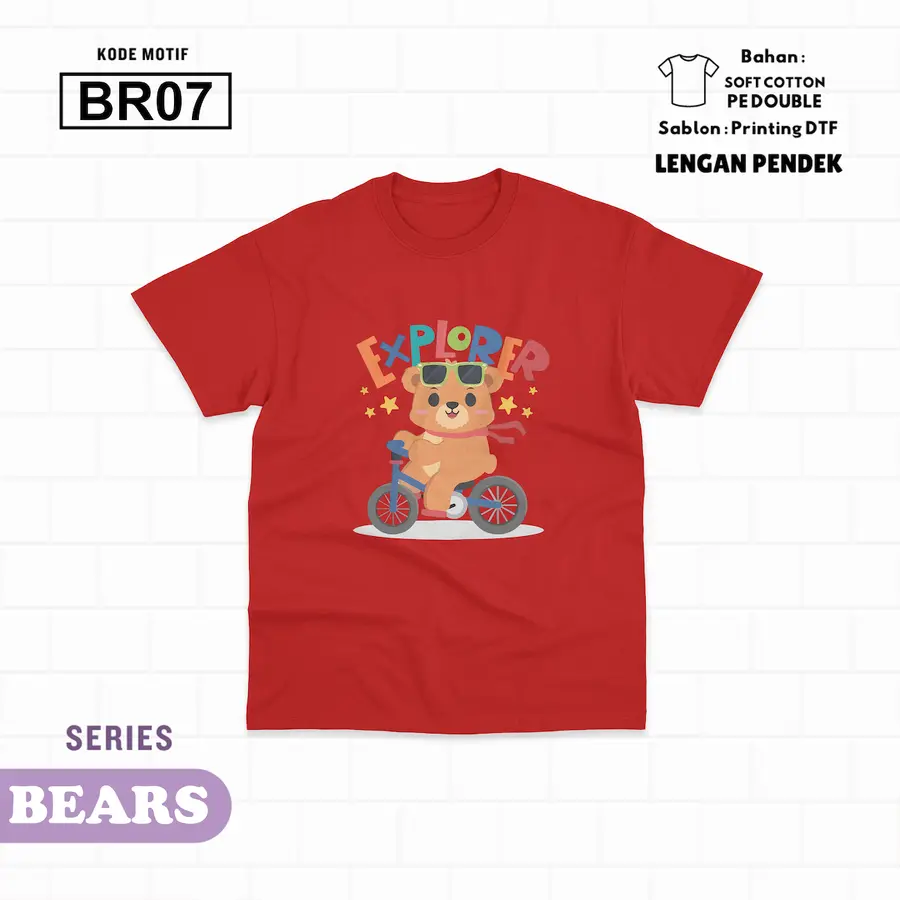 BR07 - Kaos Kids Soft Cotton Pendek [Varian: L (5-6 y) / Hitam]