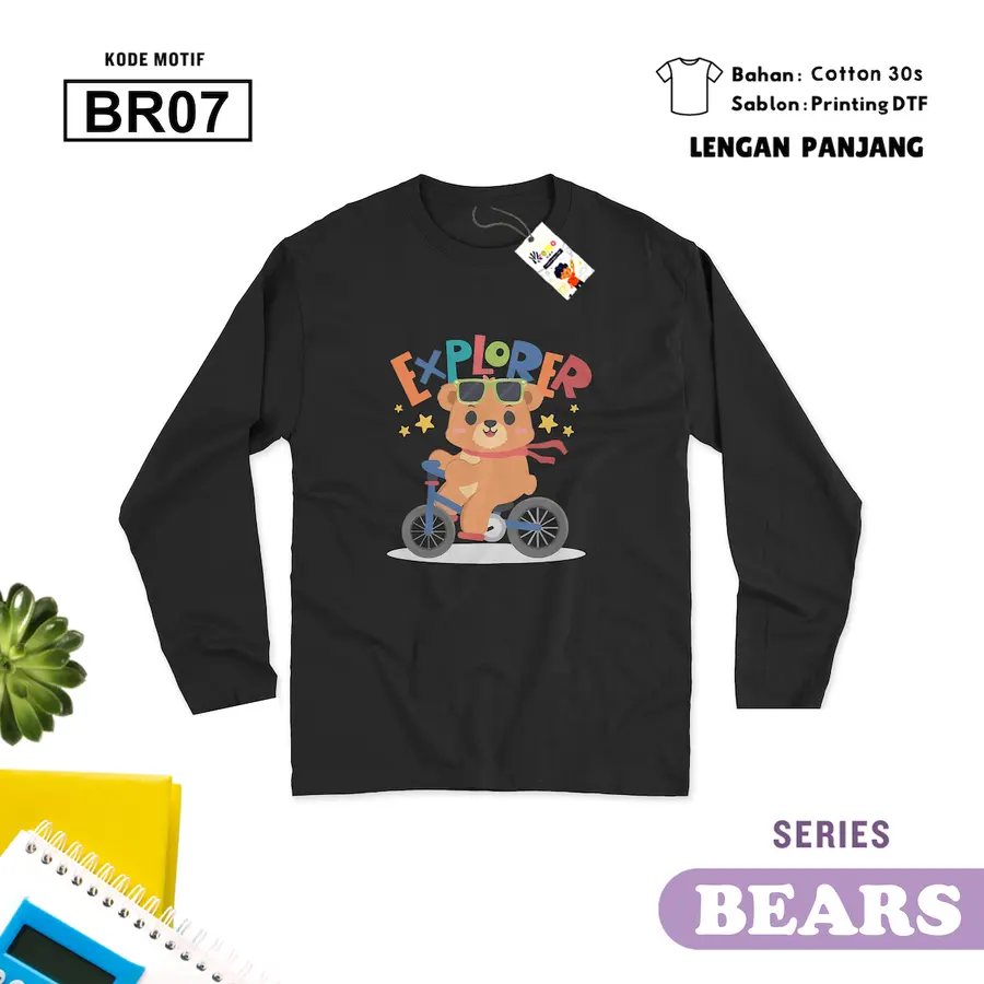 BR07 - Kaos Kids/Junior Cotton 30s Panjang [Varian: S Kids (1-2 y) / Biru Turkish]