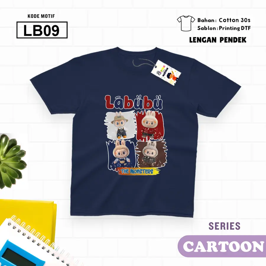 LB09 - Kaos Kids/Junior Cotton 30s Pendek [Varian: L Junior (11-12 y) / Biru Turkish]