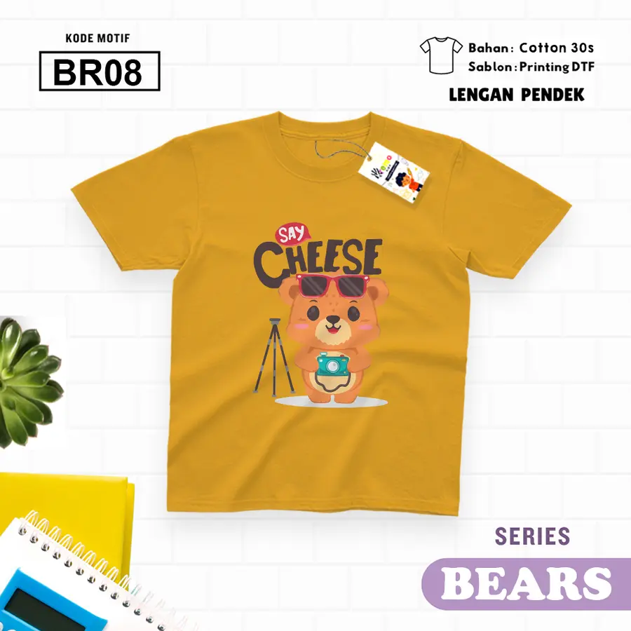 BR08 - Kaos Kids/Junior Cotton 30s Pendek [Varian: S Kids (1-2 y) / Biru Turkish]