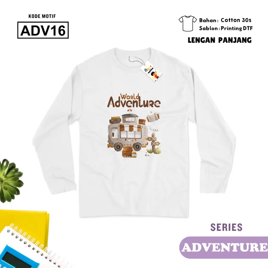 ADV16 - Kaos Dewasa Cotton 30s Panjang [Varian: M / Hitam]