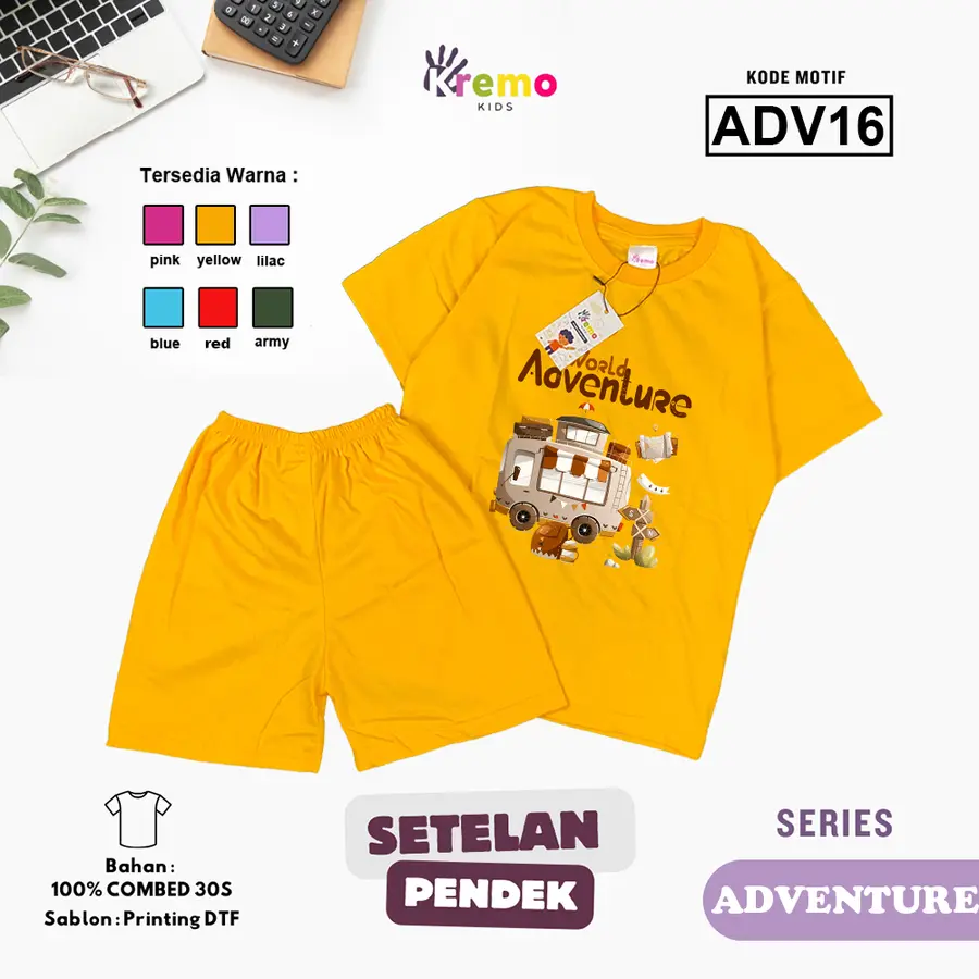 ADV16 - Setelan Kids Combed 30s Pendek [Varian: S (3-4 y) / Army]