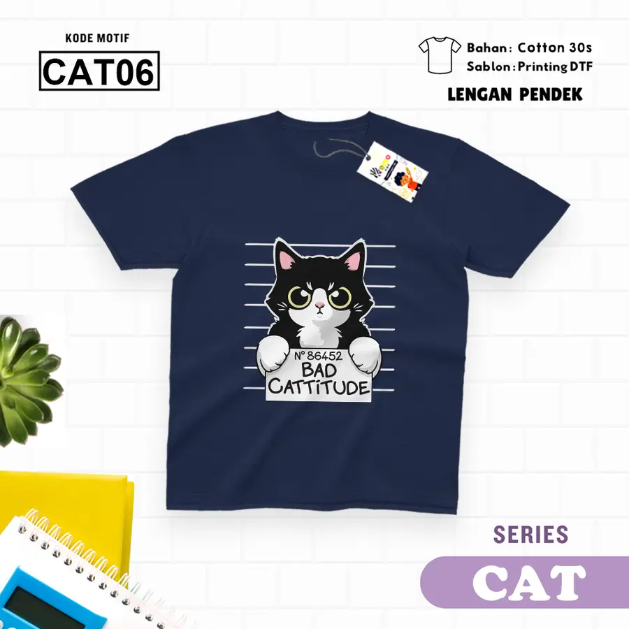 CAT06 - Kaos Dewasa Cotton 30s Pendek [Varian: M / Biru Turkish]