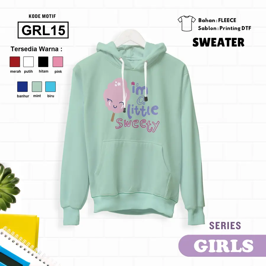 GRL15 - Sweter Kids Fleece Panjang [Varian: L (5-6 y) / Biru]