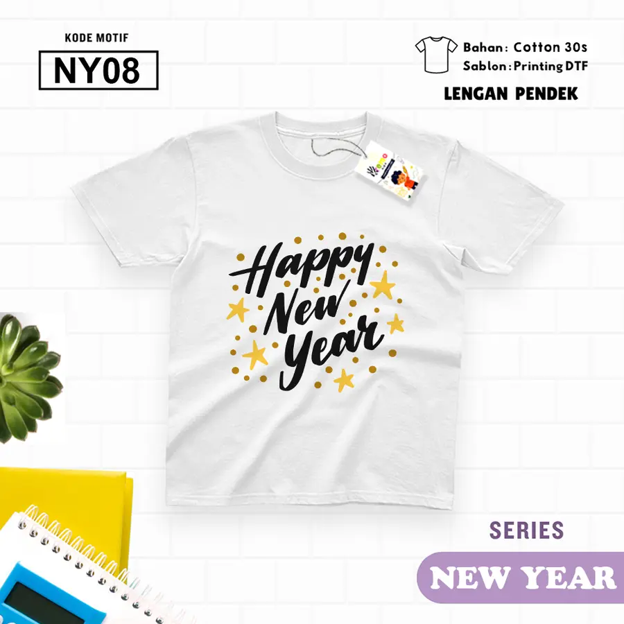 NY08 - Kaos Kids/Junior Cotton 30s Pendek [Varian: L Junior (11-12 y) / Biru Turkish]