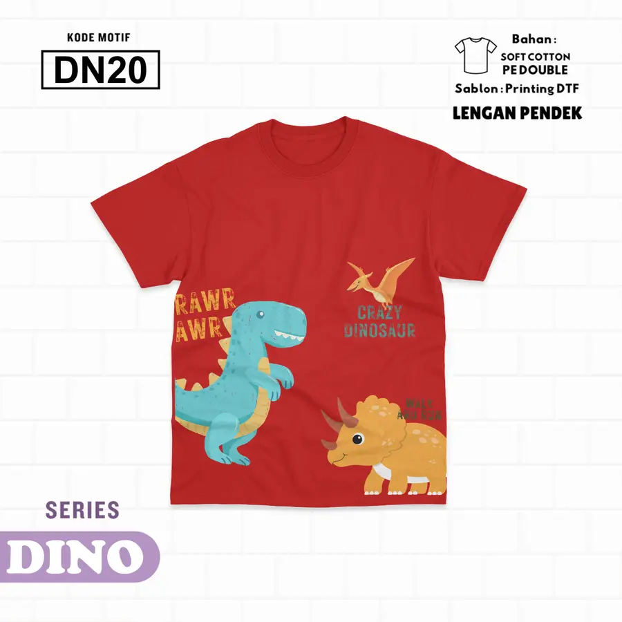 DN20 - Kaos Kids Soft Cotton Pendek [Varian: L (5-6 y) / Hitam]