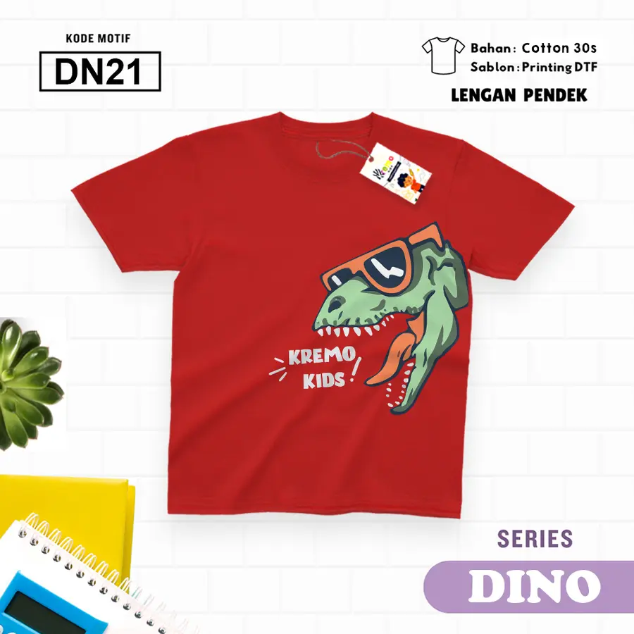 DN21 - Kaos Kids/Junior Cotton 30s Pendek [Varian: S Kids (1-2 y) / Biru Turkish]
