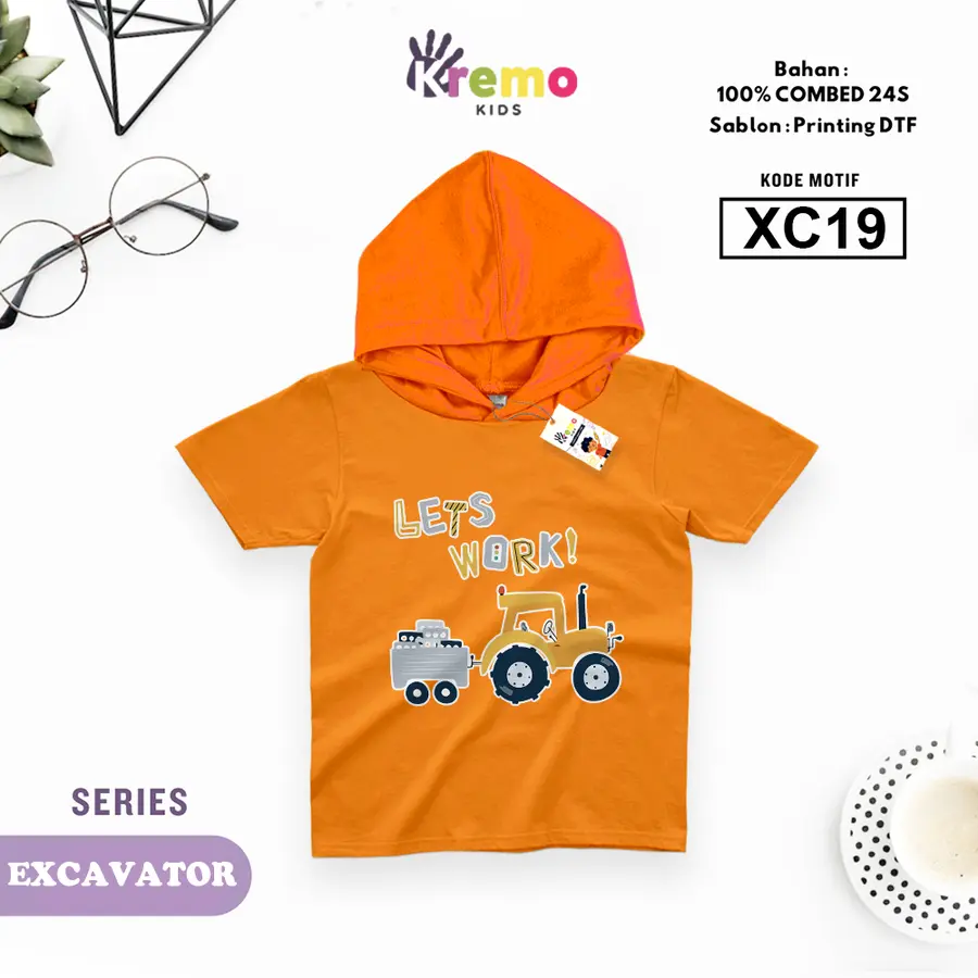 XC19 - Hoodie Kids Combed 24s Pendek [Varian: S (3-4 y) / Biru]