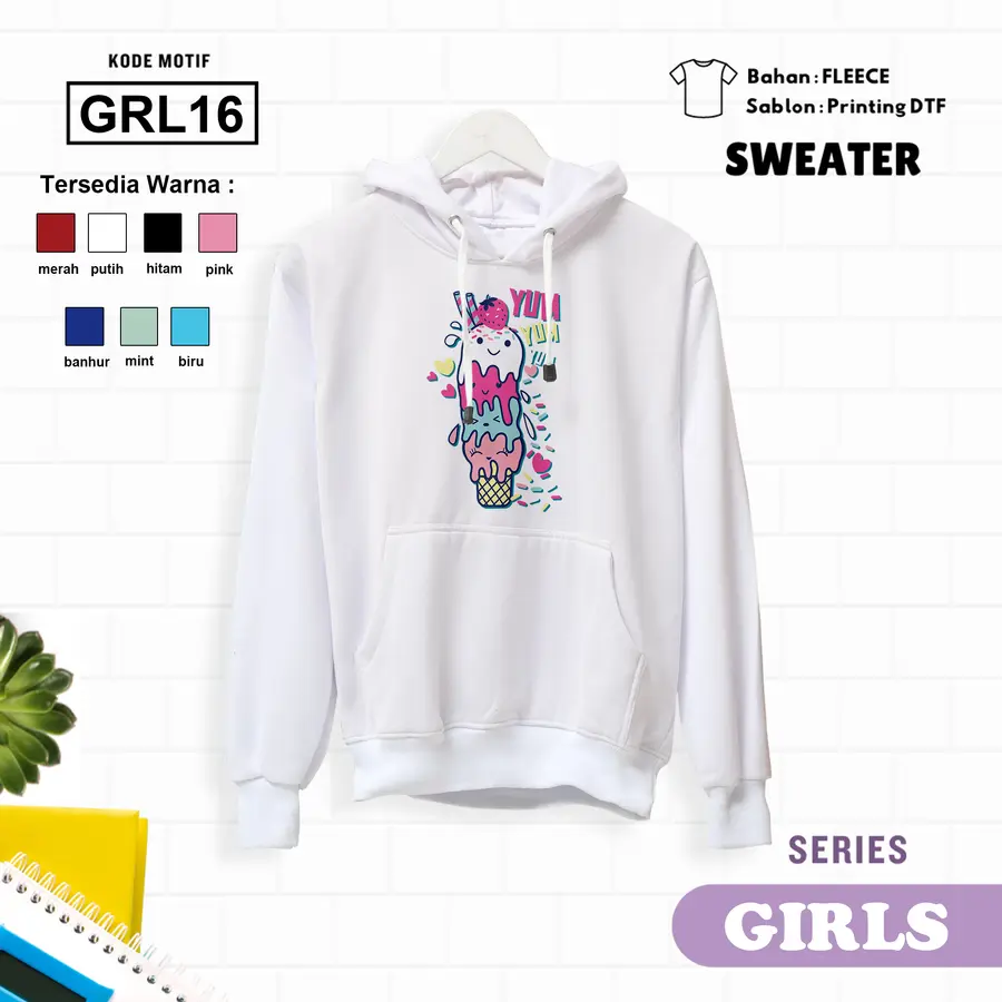 GRL16 - Sweter Kids Fleece Panjang [Varian: L (5-6 y) / Biru]