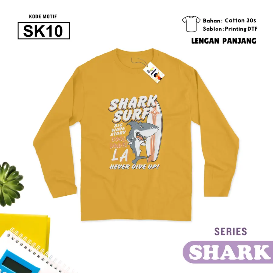 SK10 - Kaos Kids/Junior Cotton 30s Panjang [Varian: S Kids (1-2 y) / Biru Turkish]