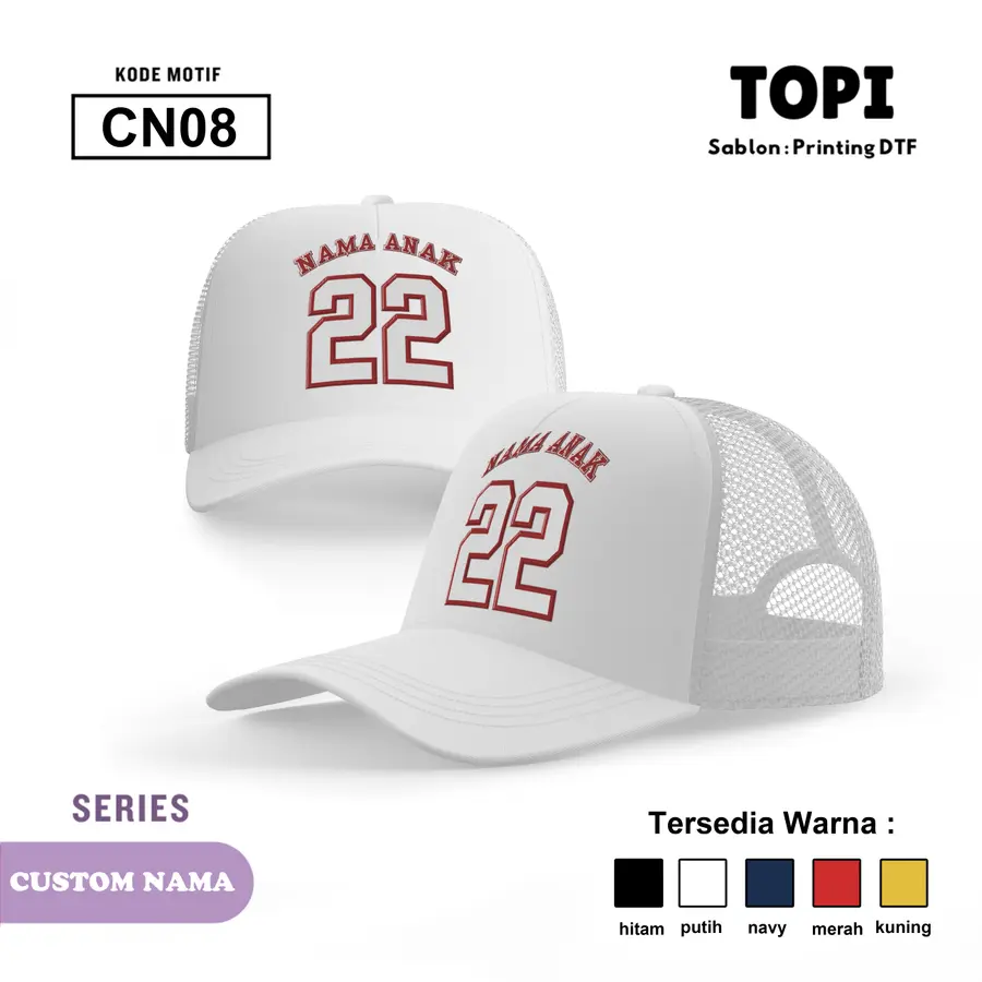CN08 - Topi (CUSTOM NAMA) [Varian: Hitam]
