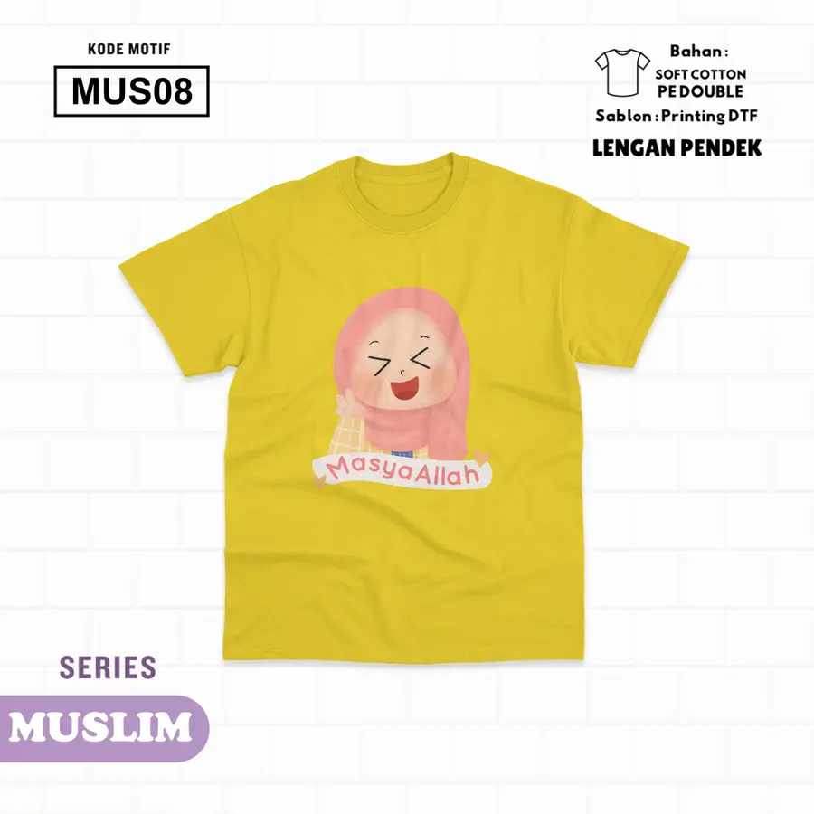 MUS08 - Kaos Kids Soft Cotton Pendek [Varian: L (5-6 y) / Hitam]