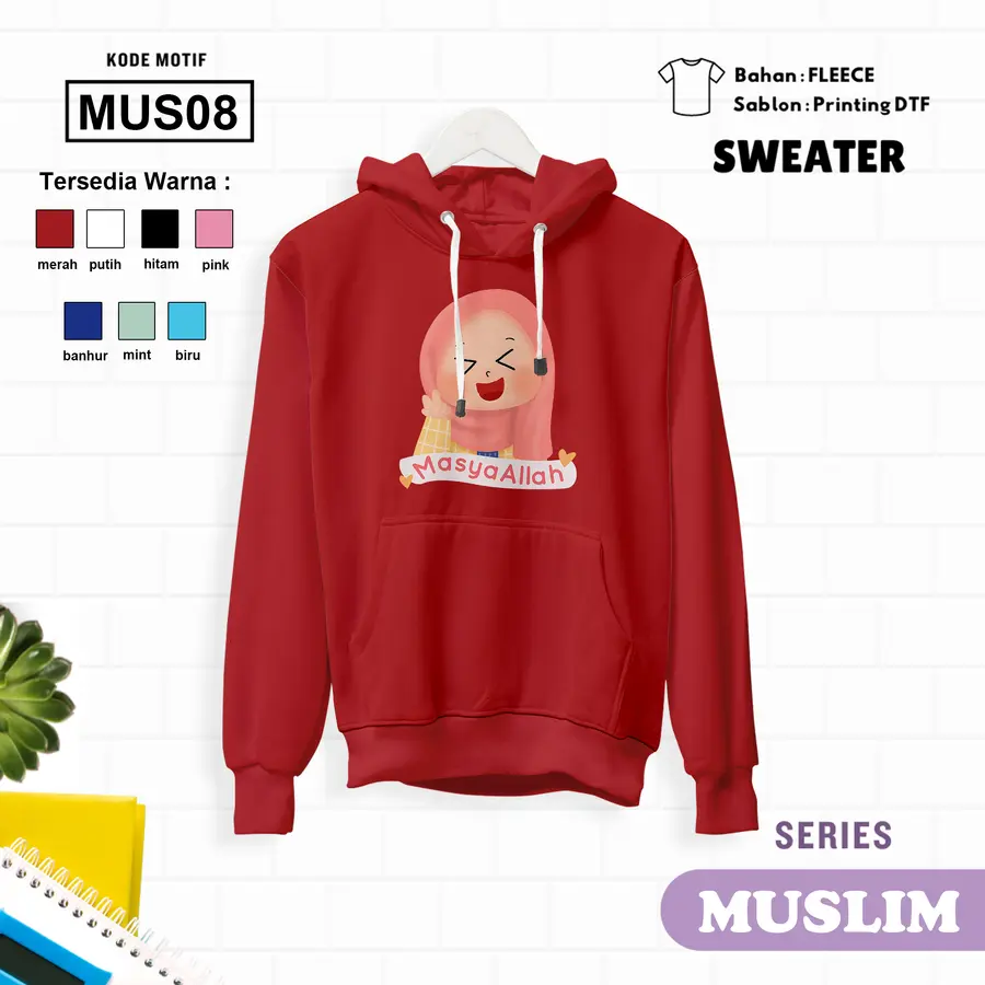 MUS08 - Sweater Kids Fleece Panjang [Varian: L (5-6 y) / Biru]