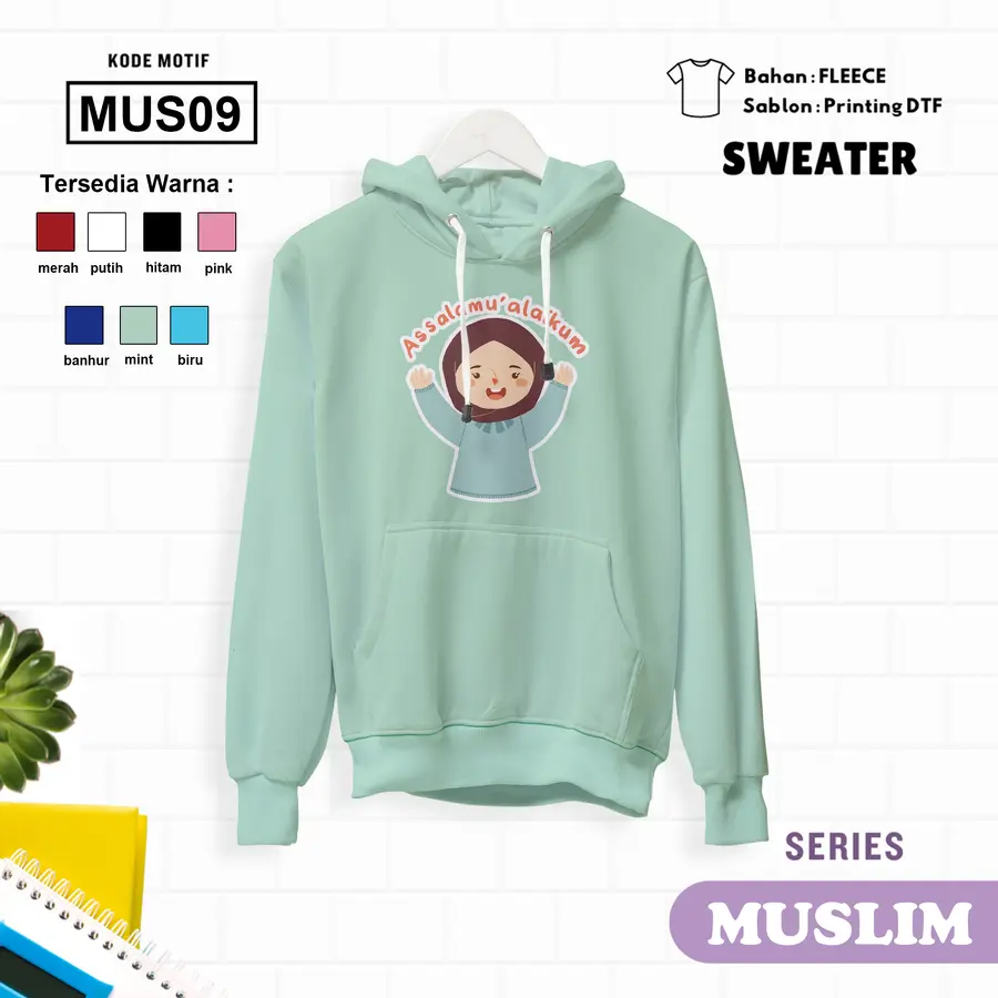 MUS09 - Sweater Kids Fleece Panjang [Varian: L (5-6 y) / Biru]