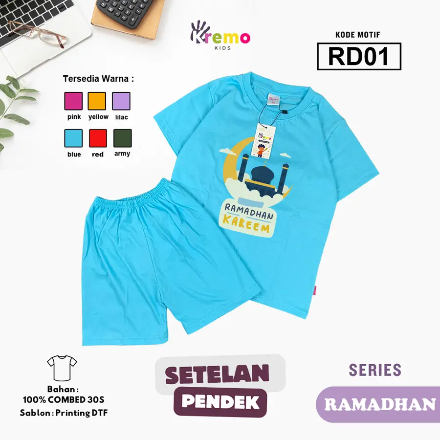 RD01 - Setelan Kids Combed 30s Pendek [Varian: S (3-4 y) / Army]