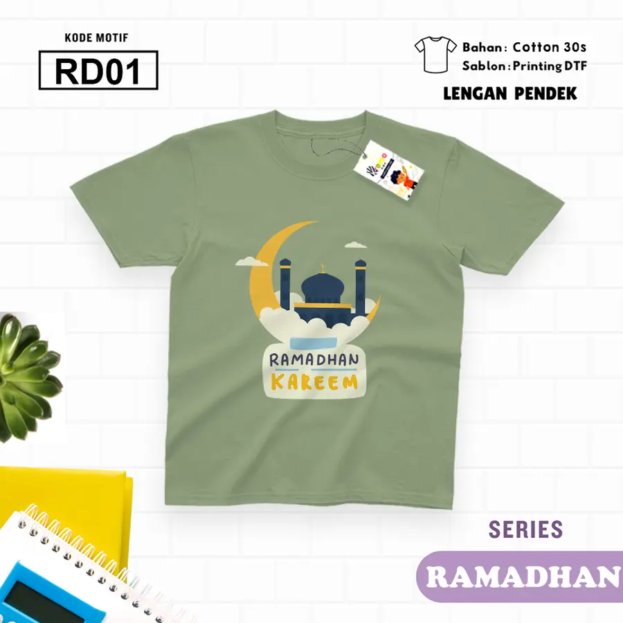 RD01 - Kaos Kids/Junior Cotton 30s Pendek [Varian: L Junior (11-12 y) / Biru Turkish]