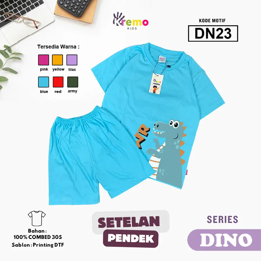 DN23 - Setelan Kids Combed 30s Pendek [Varian: S (3-4 y) / Army]