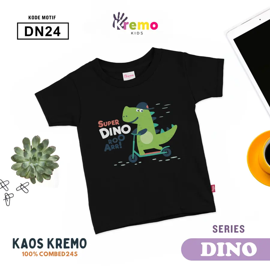 DN24 - Kaos Kids Combed 24s Pendek [Varian: S (3-4 y) / Biru]
