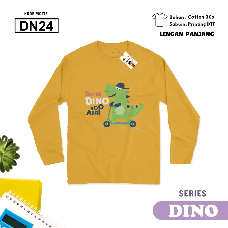 DN24 - Kaos Kids/Junior Cotton 30s Panjang [Varian: S Kids (1-2 y) / Biru Turkish]