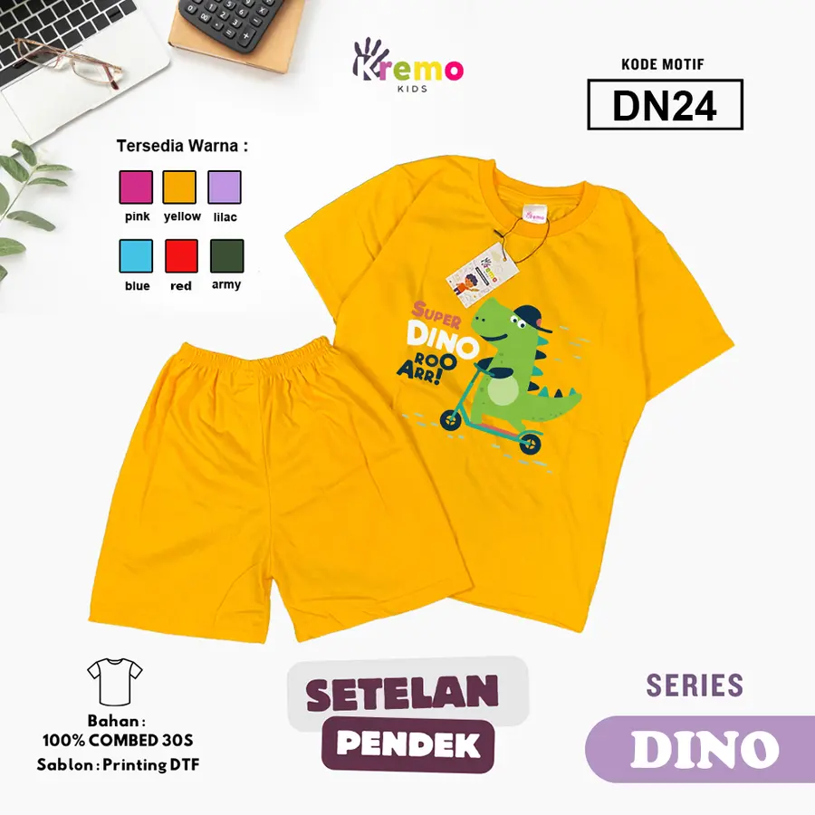 DN24 - Setelan Kids Combed 30s Pendek [Varian: S (3-4 y) / Army]