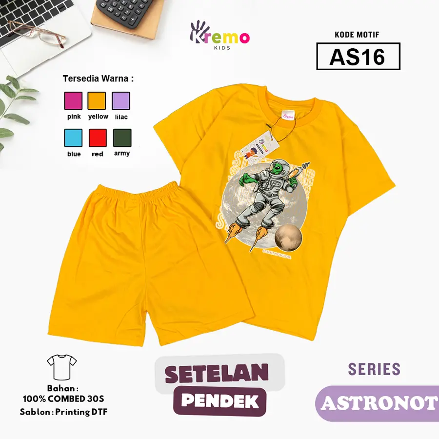 AS16 - Setelan Kids Combed 30s Pendek [Varian: S (3-4 y) / Army]