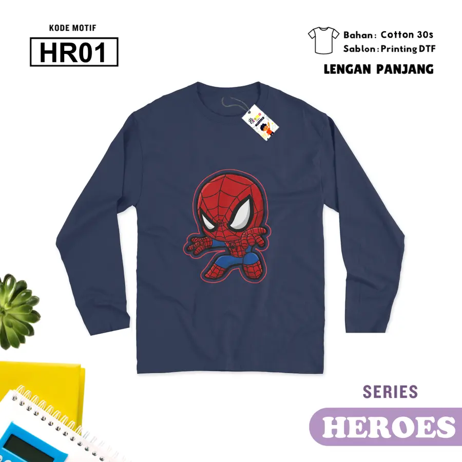 HR01 - Kaos Kids/Junior Cotton 30s Panjang [Varian: S Kids (1-2 y) / Biru Turkish]