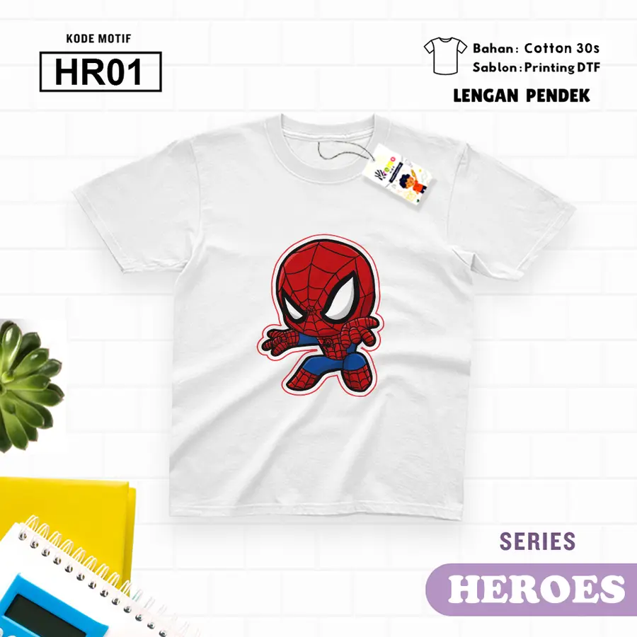 HR01 - Kaos Kids/Junior Cotton 30s Pendek [Varian: S Kids (1-2 y) / Biru Turkish]