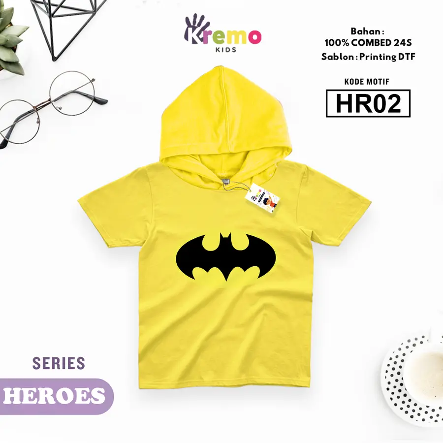HR02 - Hoodie Kids Combed 24s Pendek [Varian: S (3-4 y) / Biru]