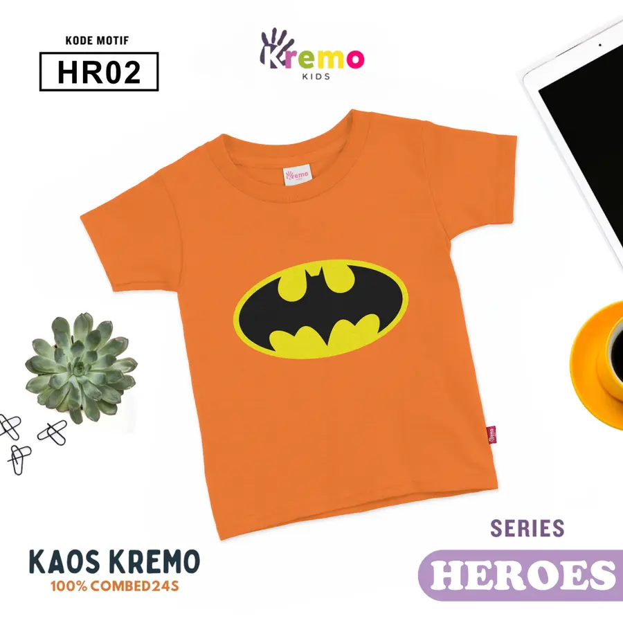 HR02 - Kaos Kids Combed 24s Pendek [Varian: S (3-4 y) / Biru]