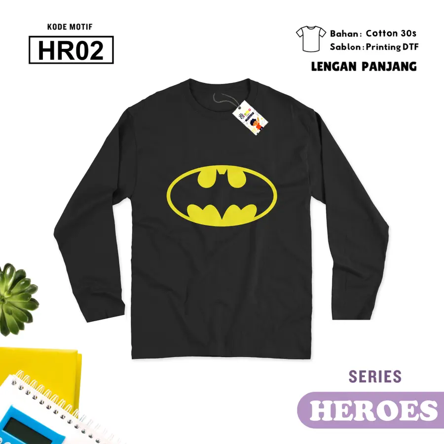 HR02 - Kaos Kids/Junior Cotton 30s Panjang [Varian: S Kids (1-2 y) / Biru Turkish]