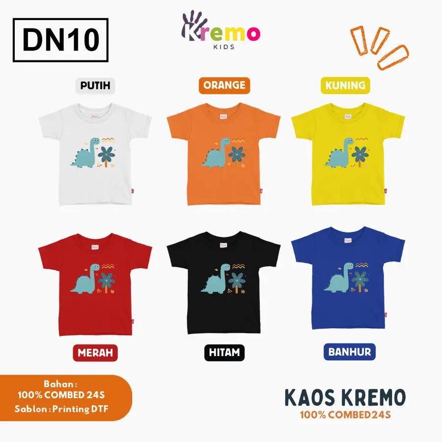 DN10 - Kaos Kids Combed 24s Pendek [Varian: S (3-4 y) / Biru]