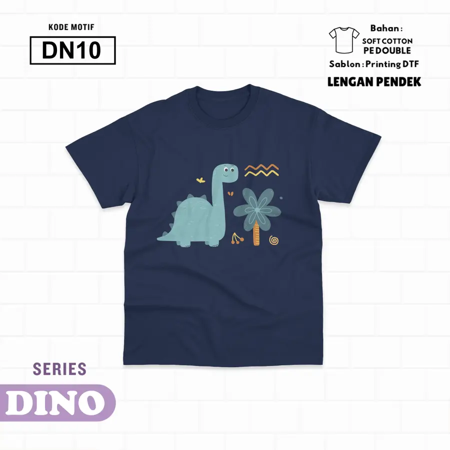 DN10 - Kaos Kids Soft Cotton Pendek [Varian: L (5-6 y) / Hitam]